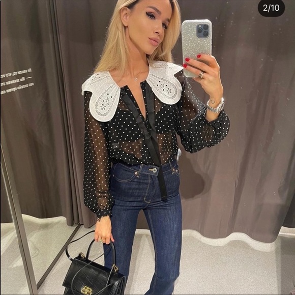 Zara Tops - ZARA Polka Dot Blouse